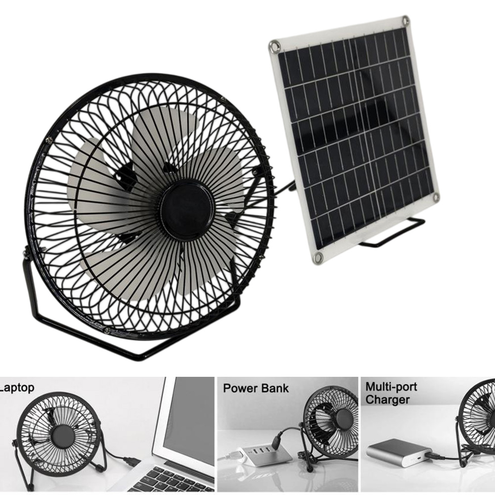 Panel Power Outdoor - 10Wソーラーパネルファン、USBパワーバンクとソーラーパネルに対応、RV、温室、トレーラー、屋外環境に最適