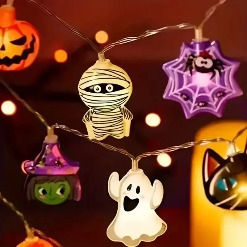Outdoor Power Jack - ハロウィンパーティー LED ストリングライト カボチャ ゴースト スパイダーウェブ