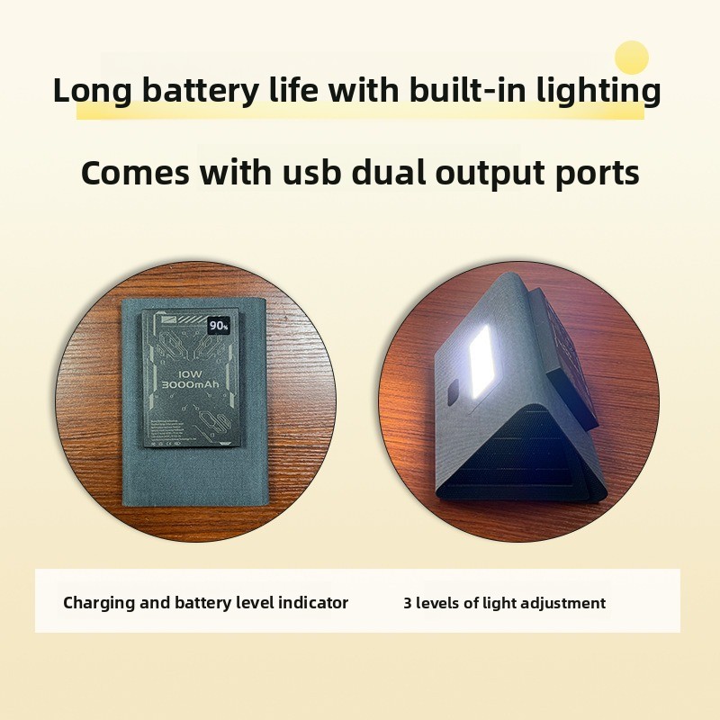 折りたたみ式ソーラーパネル充電器、LEDライト付きポータブル - Panel Power Outdoor のレビューと価格