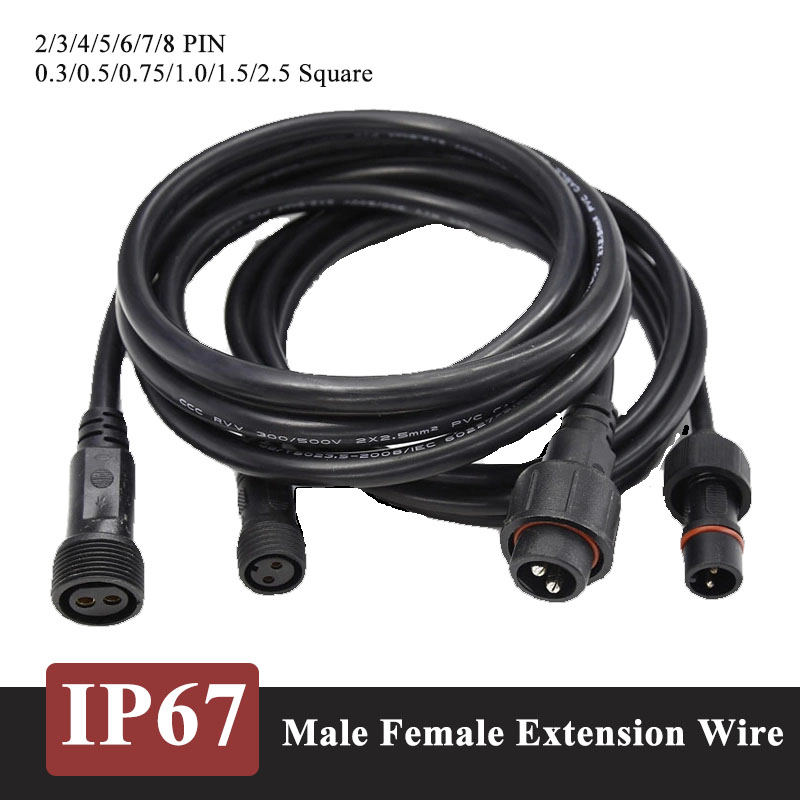 IP67防水規格対応、オス・メス接続可能な延長ケーブル。2ピ - Outdoor Power Line のレビューと価格