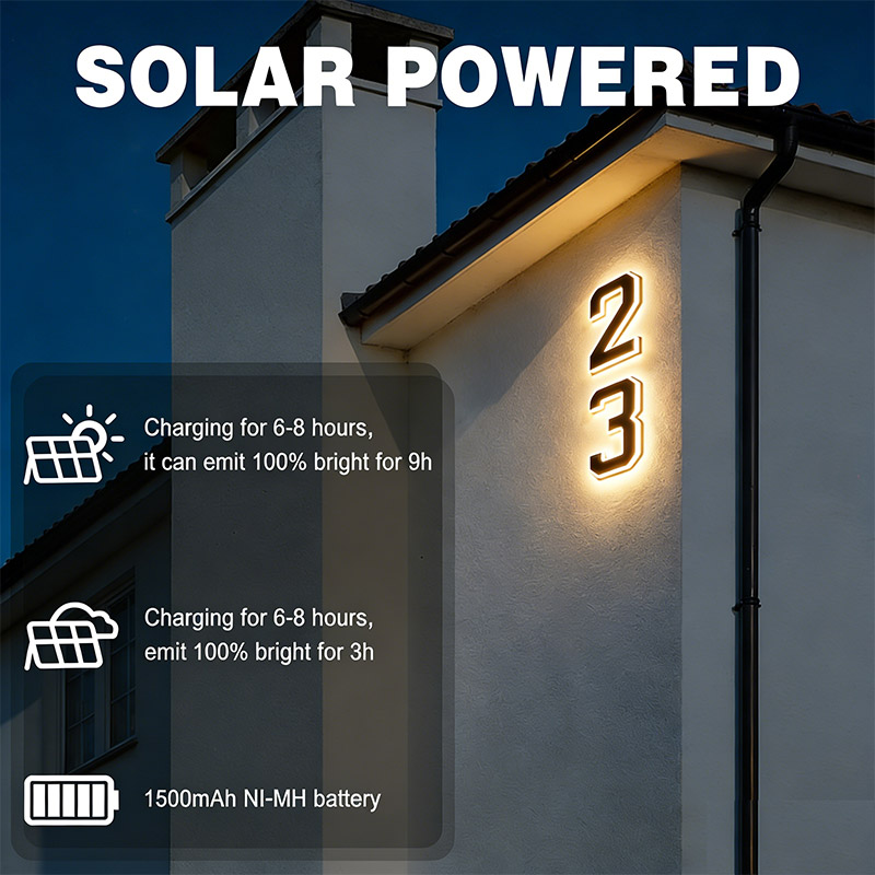 ソーラー式番号表示板、防水デジタル表札（DIY文字付き）、モ - Outdoor Power Number のレビューと価格