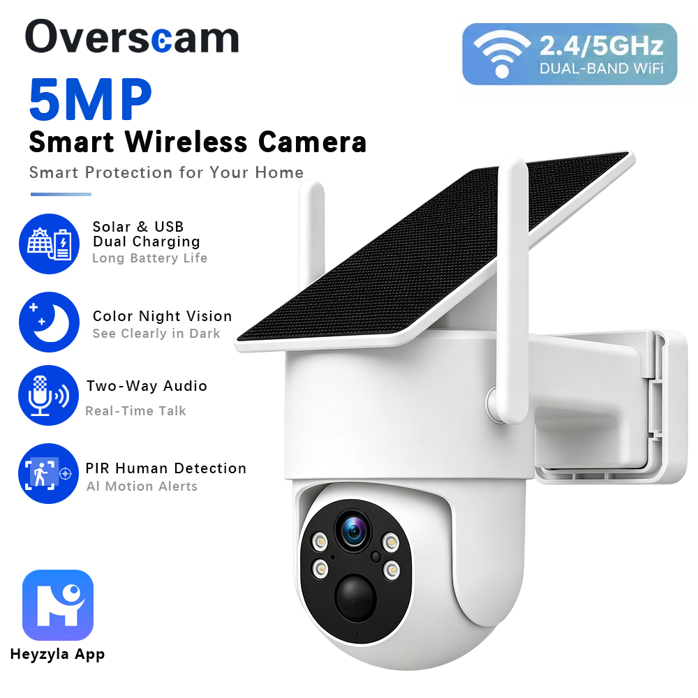 5MP ソーラー駆動 PTZ カメラ屋外ワイヤレスホームモニ - Panel Power Outdoor のレビューと価格