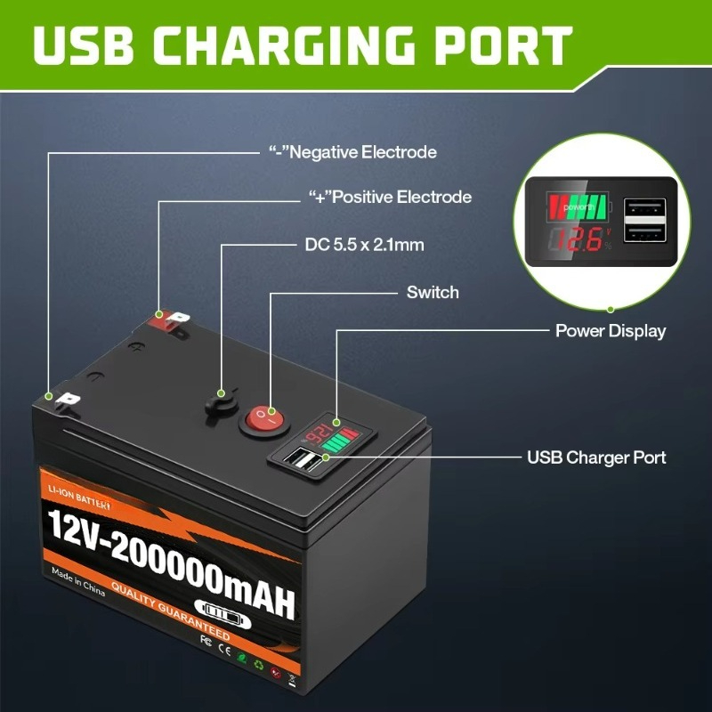 12V 200000mAh 充電式リチウムバッテリーパック、 - Outdoor Power Number のレビューと価格