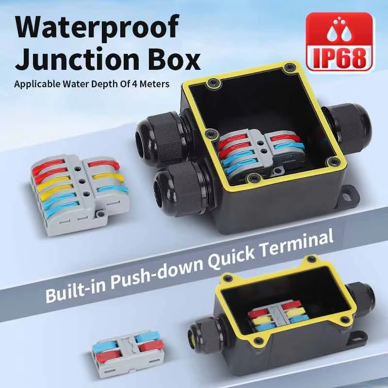防水ジャンクションボックス IP68 2ウェイプラグライン  - Outdoor Power Line のレビューと価格